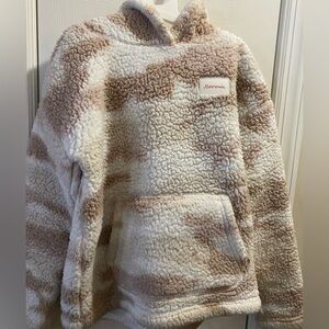 Abercrombie & Fitch Kids Cozy Sherpa Hoodie - White and Brown